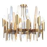 Люстра с вертикальными стеклянными элементами и металлическим каркасом цвета Латунь Vertical Glass варинант исполнения - 2 | Loft Concept в Омске
