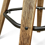 Барный стул со спинкой и металлической подставкой на 4-х деревянных ножках Коричневый Велюр Vendramin Chair варинант исполнения - 3 | Loft Concept в Омске