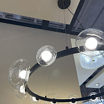 Люстра подвесная круглая с 12-ю прозрачными куполообразными плафонами и черным металлическим основанием Flos Wireline Lighting варинант исполнения - 6 | Loft Concept в Омске