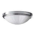 Потолочный светильник для ванных комнат цвета хром с белым матовым ребристым плафоном в форме полусферы Feiss варинант исполнения - 1 | Loft Concept в Омске