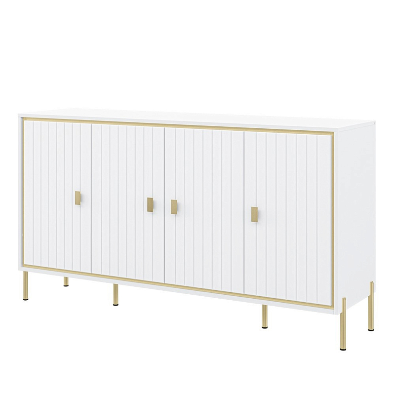 Консоль четырёхдверная с полками Antique Order Белый Золотой в Омске | Loft Concept 