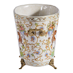 Кашпо с растительным и животным орнаментом на бронзовых ножках Turquoise Blooming Garden варинант исполнения - 3 | Loft Concept в Омске