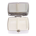 Таблетница карманная квадратная с 2-мя отделениями с зеркалом и накладкой из натурального камня Пегматит Silver Stone Pillboxes варинант исполнения - 3 | Loft Concept в Омске