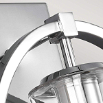 Бра цвета хром с круглой рамой и цилиндрическим прозрачным стеклянным плафоном на прямоугольном основании Feiss варинант исполнения - 2 | Loft Concept в Омске