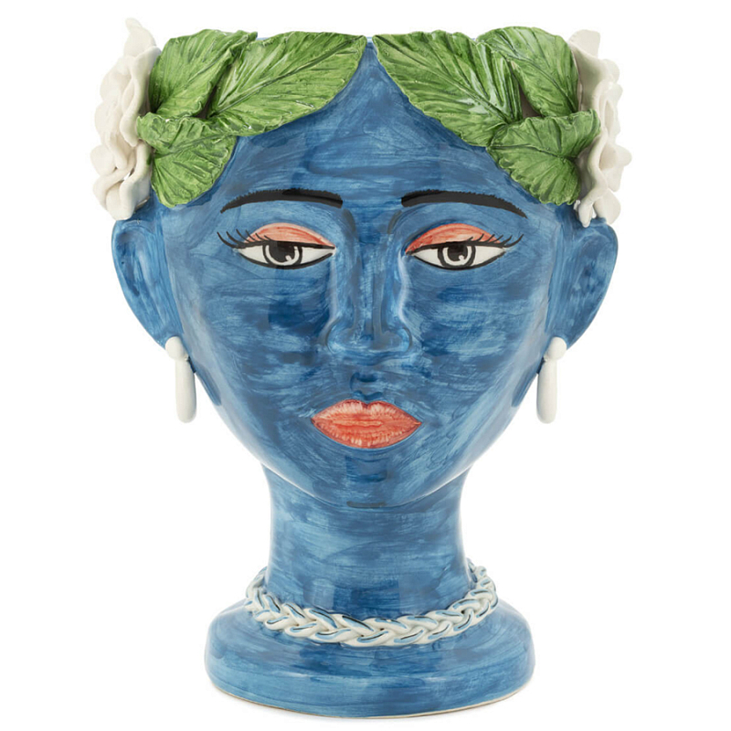 Ваза VASE HEAD SELVA COLOR dark blue Синий Зеленый в Омске | Loft Concept 