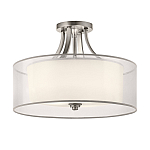 Потолочный светильник с двойным цилиндрическим плафоном из белого стекла и прозрачной органзы Kichler варинант исполнения - 12 | Loft Concept в Омске