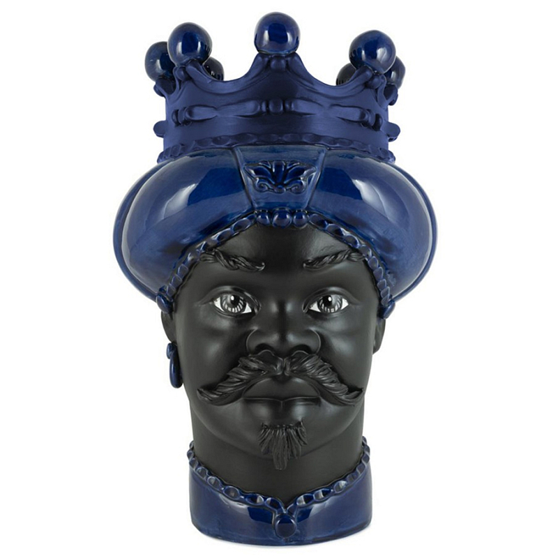 Ваза Vase Moro Man Crown Dark Blue Черный Темно-синий Ваза Vase Moro Man Crown Dark Blue Черный Темно-синий в Омске | Loft Concept