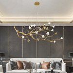 Люстра в виде золотой ветки с цветами Glass Flower Pendant Light варинант исполнения - 4 | Loft Concept в Омске