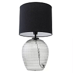 Настольная лампа с черным цилиндрическим тканевым абажуром и фактурным прозрачным основанием Black Cone варинант исполнения - 2 | Loft Concept в Омске