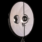 Торшер в виде прожектора с круглым тканевым абажуром на треноге черного цвета Radiance Éclat варинант исполнения - 5 | Loft Concept в Омске