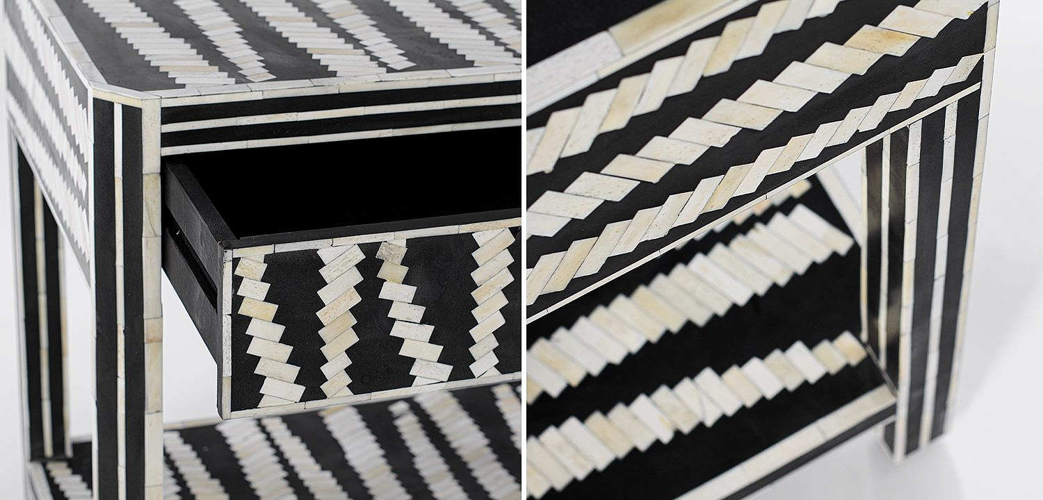 Тумбочка Black&white Indian Bone Inlay nightstand Тумбочка Black&white Indian Bone Inlay nightstand - Loft-Concept в Омске