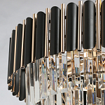 Люстра из черного металла с многоярусными подвесками из прозрачного хрусталя на золотой цепи Empire Black Chandelier Crystal варинант исполнения - 10 | Loft Concept в Омске