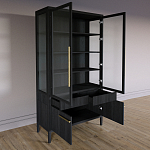 Витрина Primo со стеклянными фасадами и буфетом шпон Черный дуб варинант исполнения - 4 | Loft Concept в Омске