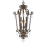 Люстра бронзового цвета с 6-ю лампами и стеклянными подвесками в классическом стиле Quoizel варинант исполнения - 1 | Loft Concept в Омске