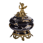 Шкатулка черного цвета с бронзовым ангелом Eden Garden варинант исполнения - 3 | Loft Concept в Омске