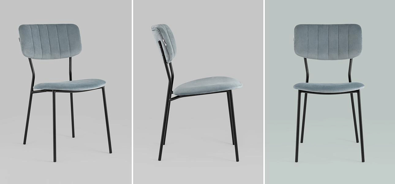 Стул Singer Chair без подлокотника Серо-Голубой Велюр Стул Singer Chair без подлокотника Серо-Голубой Велюр - Loft-Concept в Омске