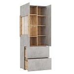 Шкаф-витрина двухдверная с фасадом цвета серый бетон Grace of Furniture варинант исполнения - 3 | Loft Concept в Омске