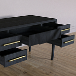 Большой Рабочий стол Primo с 5 выдвижными ящиками Черный дуб варинант исполнения - 7 | Loft Concept в Омске