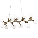 Линейная люстра с плафонами из стеклянных шаров Pearls Suspension Linear Brass Chandelier варинант исполнения - 3 | Loft Concept в Омске