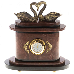 Часы настольные из натурального камня с декором в виде двух лебедей Swans Stone Clock варинант исполнения - 5 | Loft Concept в Омске