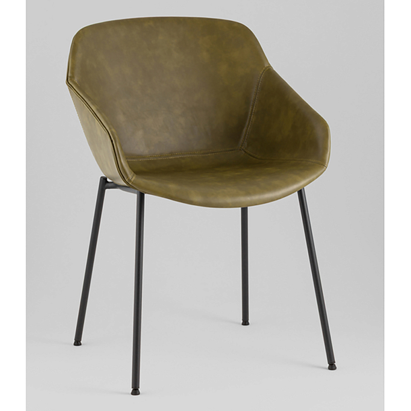 Стул Ashby экокожа зелёный Зеленый шалфей Черный в Омске | Loft Concept 