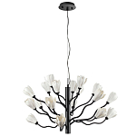 Люстра подвесная черного цвета с ветвями и белыми фарфоровыми цветами Floralis варинант исполнения - 7 | Loft Concept в Омске