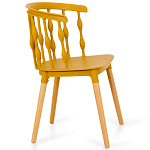 Пластиковый стул на ножках из массива бука Ferret Spiral Mustard варинант исполнения - 3 | Loft Concept в Омске