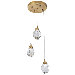 Подвесной светильник с 3-мя хрустальными плафонами Esme Crystal Brass Trio Hanging lamp варинант исполнения - 3 | Loft Concept в Омске