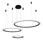 Люстра подвесная светодиодная с тремя черными кольцами и пультом управления Ring Horizontal варинант исполнения - 2 | Loft Concept в Омске