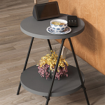 Стол приставной с 2-мя круглыми столешницами цвета антрацит ESSEL SIDE TABLE ANTHRACITE варинант исполнения - 7 | Loft Concept в Омске