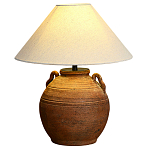 Настольная лампа керамическая коричневая с тканевым абажуром Eastern Tale варинант исполнения - 2 | Loft Concept в Омске