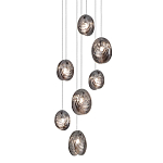 Люстра каскадная с 7-ю круглыми плафонами из рельефного стекла Disc Light варинант исполнения - 1 | Loft Concept в Омске