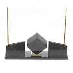 Настольный канцелярский набор из змеевика и офиокальцита с визитницами и часами Successful Leader варинант исполнения - 3 | Loft Concept в Омске