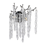 Бра цвета хром с ветвями и прозрачными стеклянными подвесками в виде вытянутых спиральных капель Droplet Chandelier варинант исполнения - 1 | Loft Concept в Омске