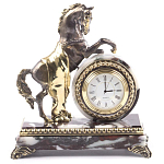 Часы настольные бронзовые с декором в виде коня Horse Stone Clock варинант исполнения - 7 | Loft Concept в Омске
