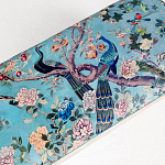 Банкетка из массива бука с цветочным принтом Turquoise Beige Chinoiserie Garden Banquette варинант исполнения - 2 | Loft Concept в Омске