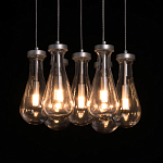 Люстра с 7-ю прозрачными плафонами из стекла в форме капли на круглом потолочном основании цвета хром Lucid Rain  варинант исполнения - 5 | Loft Concept в Омске