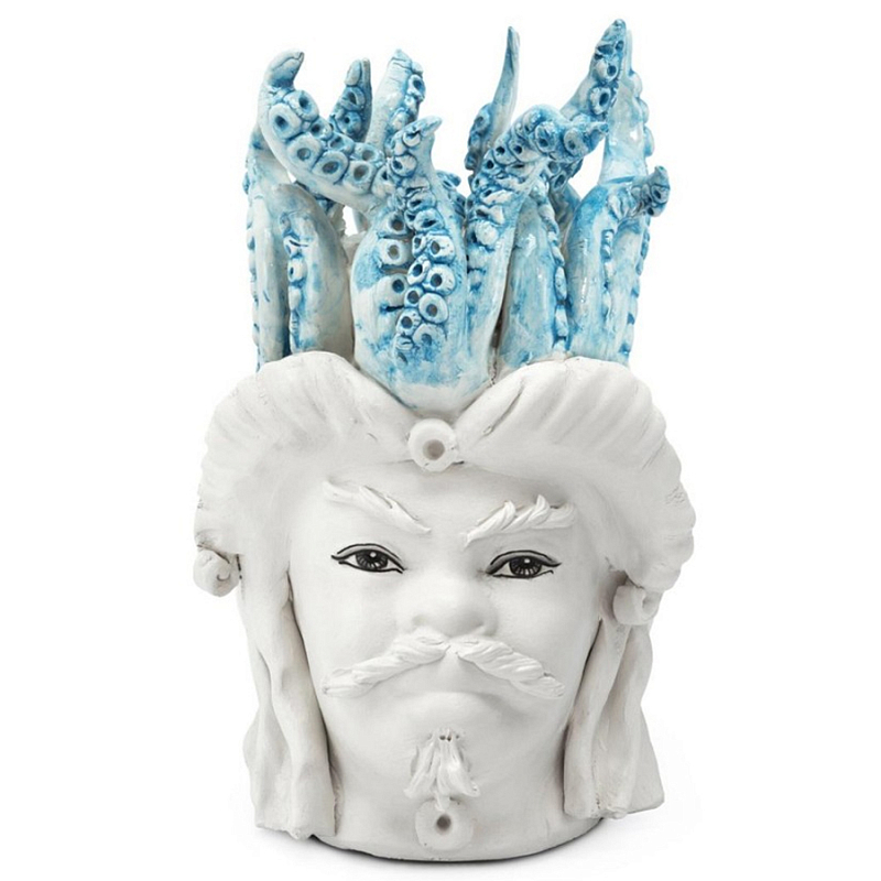 Ваза Vase Moro Man Small Tentacles Azure Белый Светло-голубой Ваза Vase Moro Man Small Tentacles Azure Белый Светло-голубой в Омске | Loft Concept
