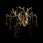 Бра в форме ветвей деревьев золотого цвета с прозрачными подвесками-каплями Droplet Bra варинант исполнения - 4 | Loft Concept в Омске