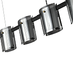 Подвесной светильник светодиодный с 5-ю цилиндрическими плафонами светло-серого цвета из стекла и стали Andrea Сhandelier Grey варинант исполнения - 1 | Loft Concept в Омске