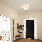 Потолочный светильник с двойным цилиндрическим плафоном из белого стекла и прозрачной органзы Kichler варинант исполнения - 11 | Loft Concept в Омске