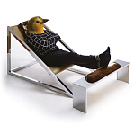 Дизайнерское кресло на металлическом каркасе с подставкой для ног Poltronova Mies Armchair варинант исполнения - 2 | Loft Concept в Омске