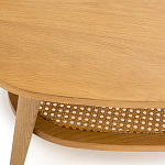 Журнальный стол из массива дуба и декором из плетеного ротанга Reyer Rattan Coffee Table варинант исполнения - 3 | Loft Concept в Омске