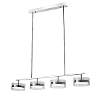 Люстра светодиодная с 4-мя круглыми прозрачными плафонами цилиндрической формы из акрила и стекла с пультом для регулировки света Glass Lamp Chromium варинант исполнения - 1 | Loft Concept в Омске