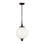 Подвесной светильник с белым стеклянным плафоном в форме шара на цепи Feiss варинант исполнения - 2 | Loft Concept в Омске
