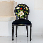 Стул чёрный из натурального бука с изображением птица в саду Blooming Red Birds варинант исполнения - 3 | Loft Concept в Омске