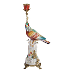 Подсвечник с попугаем из фарфора с бронзовыми элементами Eden Garden варинант исполнения - 1 | Loft Concept в Омске