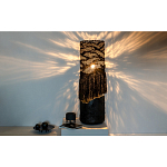 Напольная лампа черная с текстильными элементами "ЯРВИ" варинант исполнения - 1 | Loft Concept в Омске