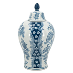 Ваза с крышкой и голубым цветочным рисунком 37 см Blue & White Ornament варинант исполнения - 2 | Loft Concept в Омске