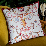 Декоративная подушка бежевая с растительным орнаментом Raffael Floral Beige Red Cushion варинант исполнения - 3 | Loft Concept в Омске